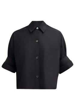 Black shirt with short sleeves on a white background