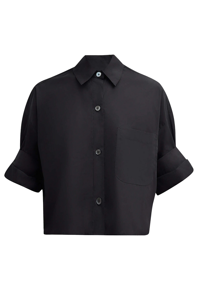 Black shirt with short sleeves on a white background