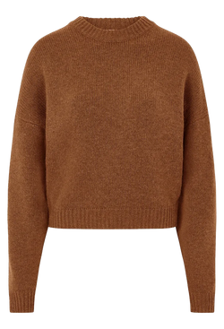 Brown knitted sweater on a white background