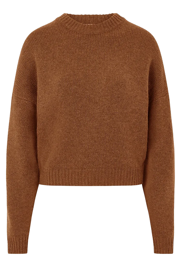 Brown knitted sweater on a white background