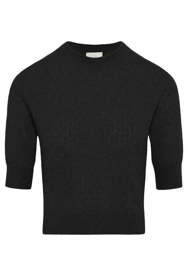 Black sweater with short sleeves on a white background