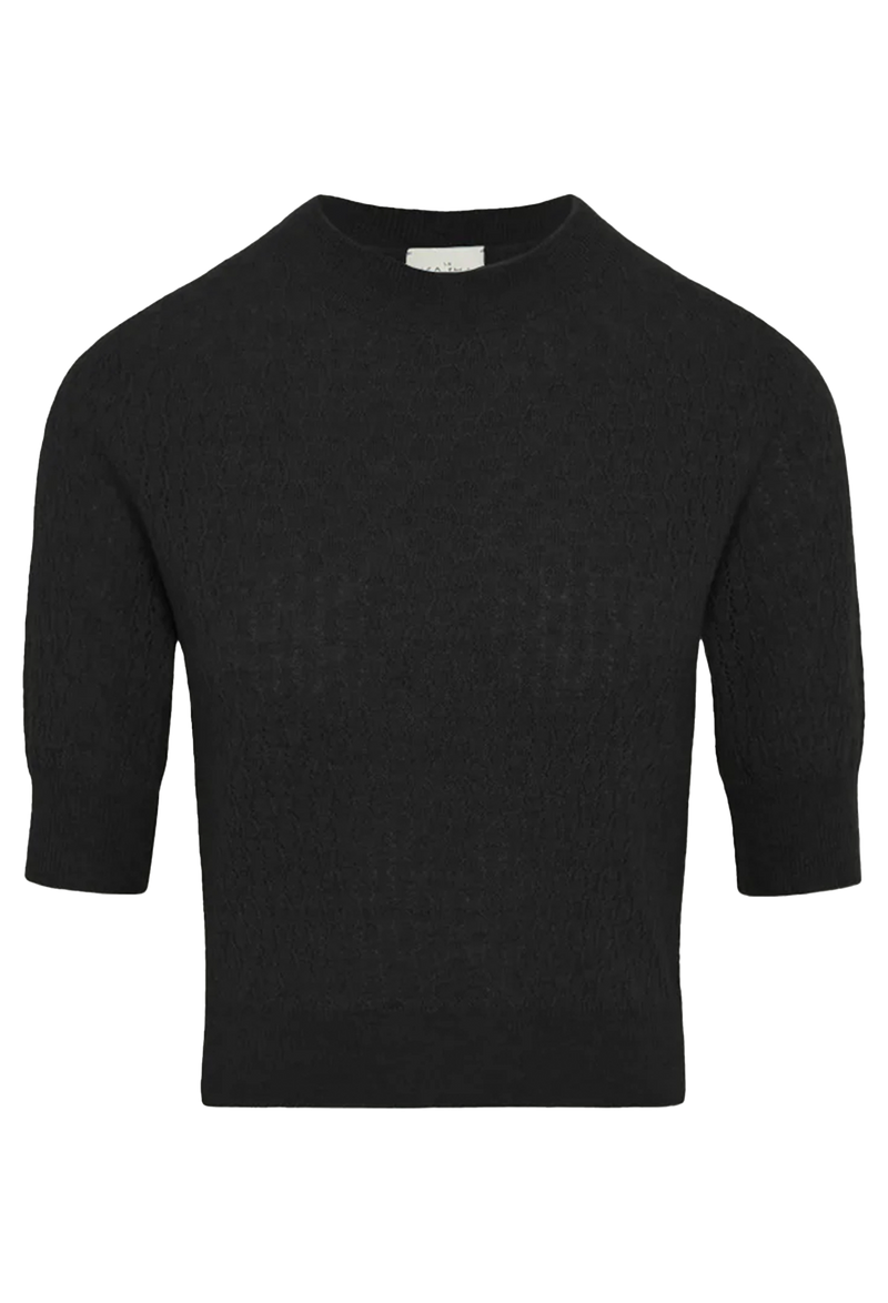 Black sweater with short sleeves on a white background
