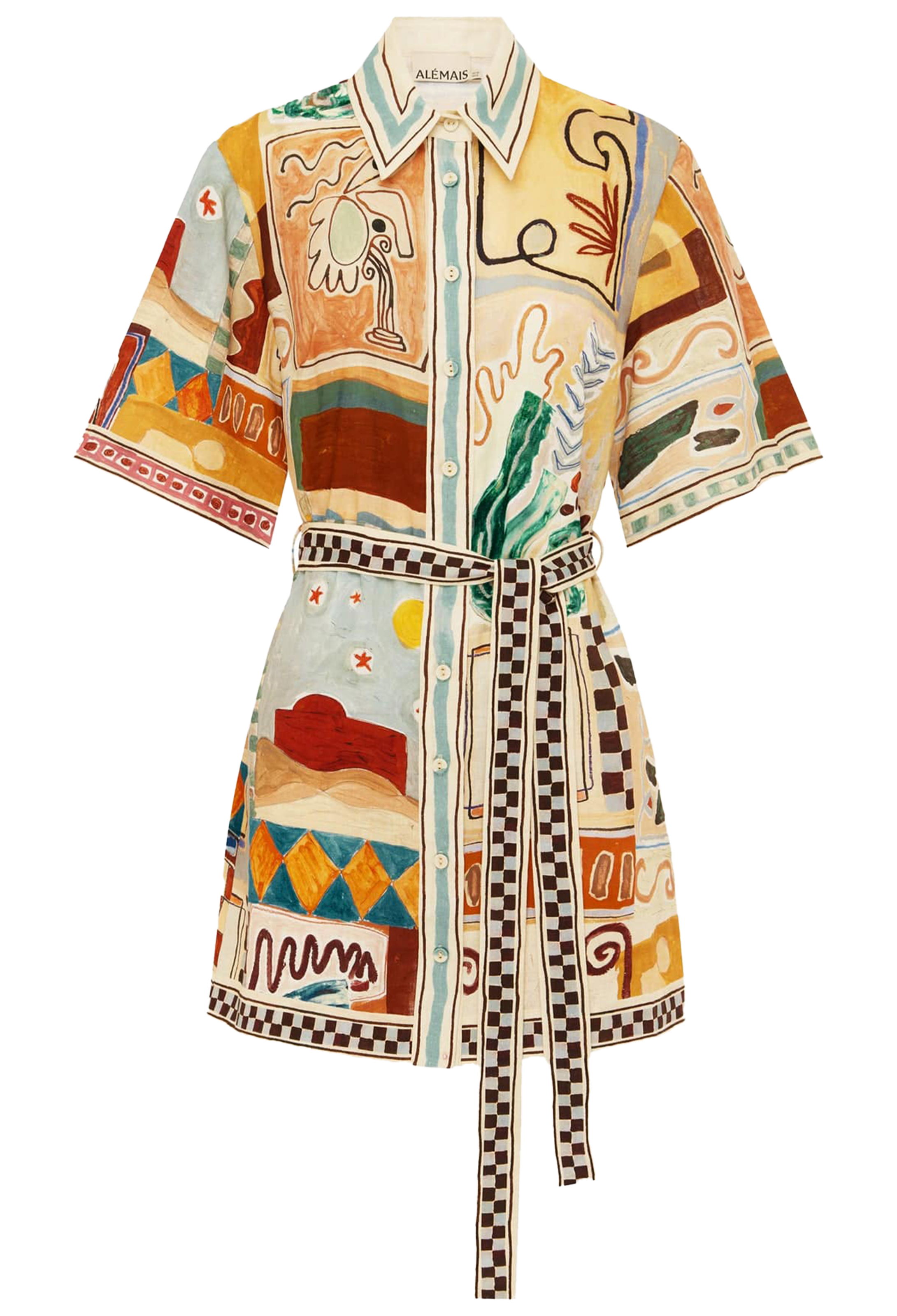 Colorful patterned dress on a white background