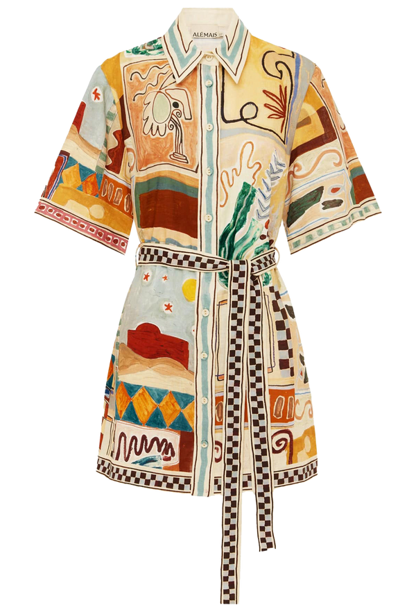 Colorful patterned dress on a white background