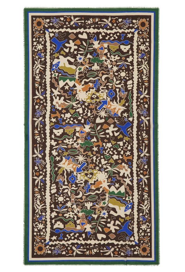 pareo with intricate patterns and colors on a white background