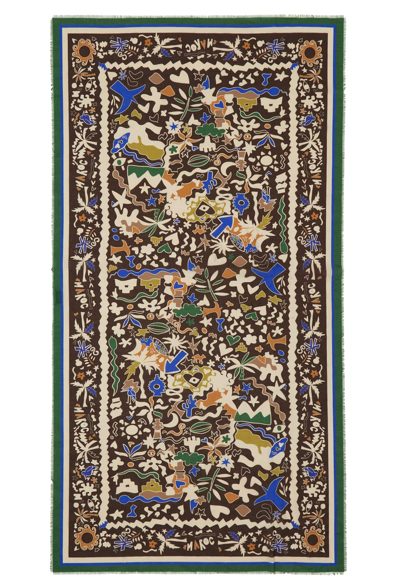 pareo with intricate patterns and colors on a white background