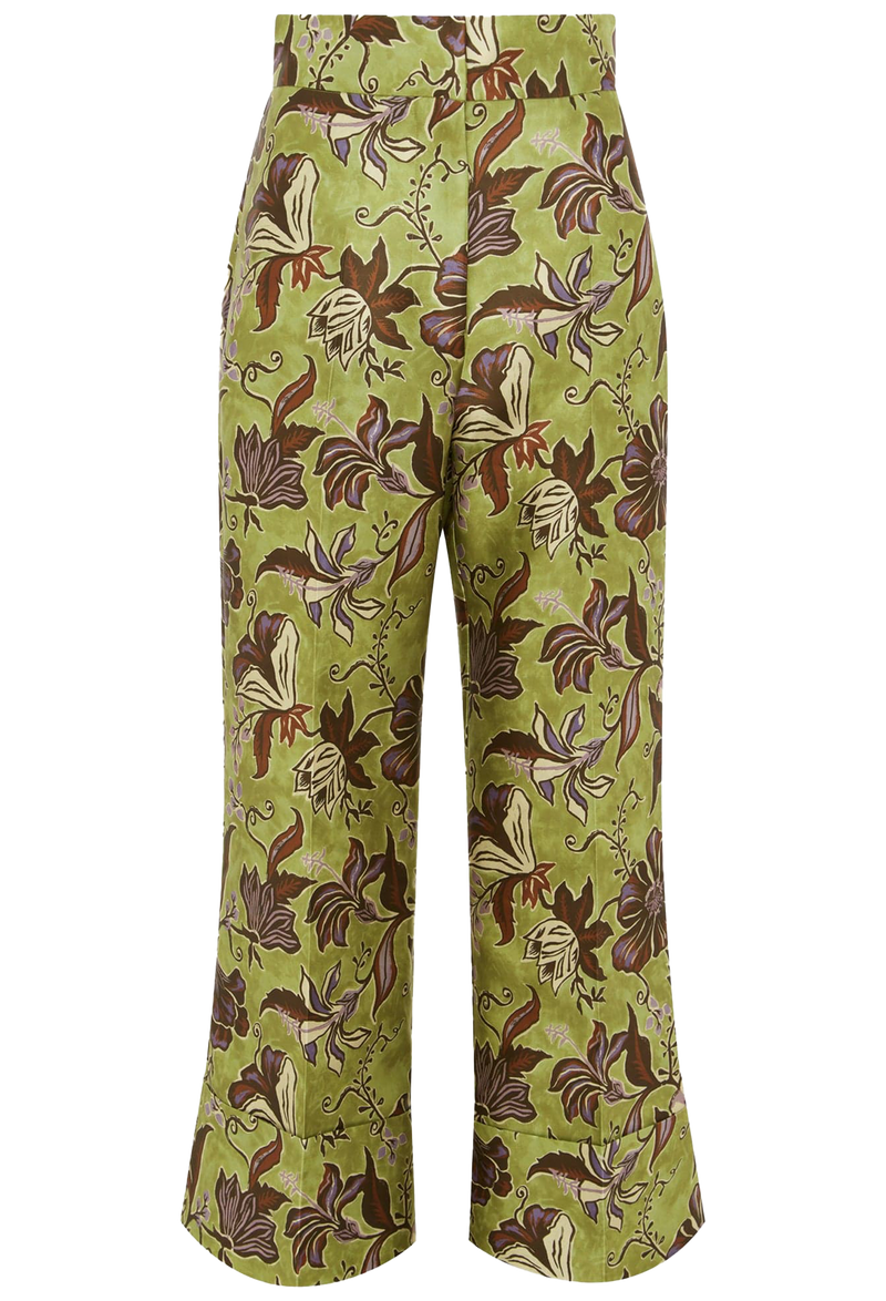 Floral-patterned pants on a white background