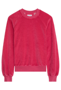 fuchsia terry cloth sweatshirt on a white background