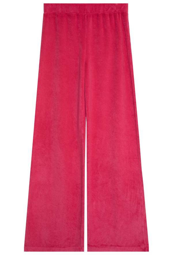 fuchsia terry cloth sweatpant on a white background