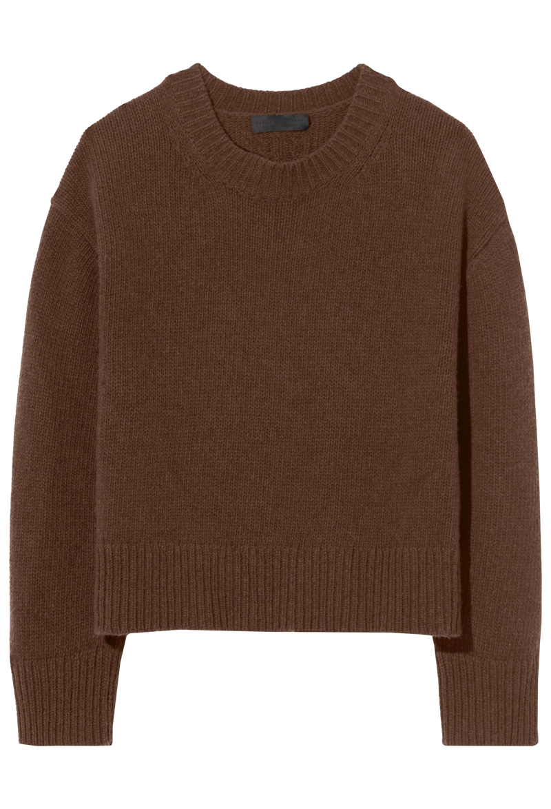 a brown sweater on a white background
