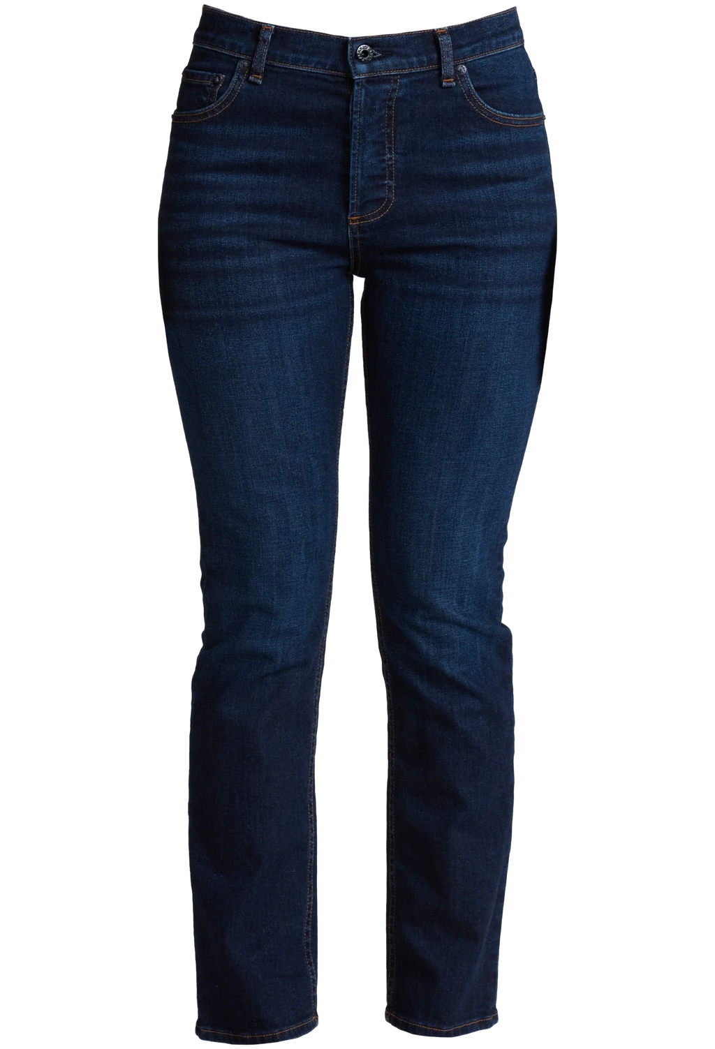 Pair of dark blue jeans on a white background