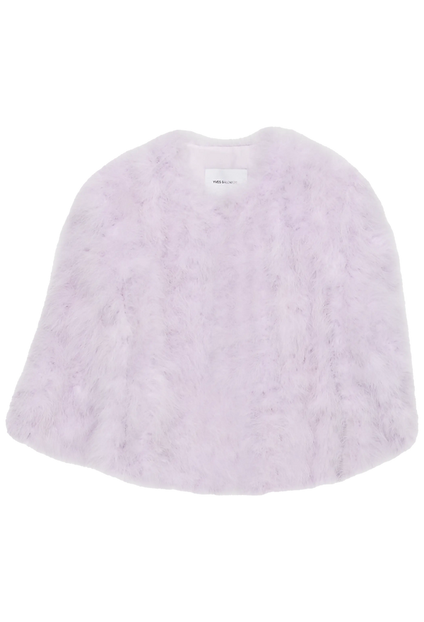 Light purple fur jacket on a white background