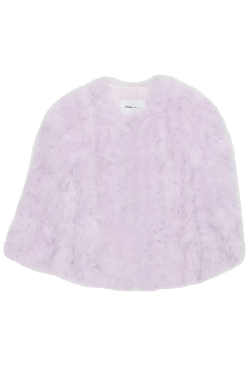 Light purple fur jacket on a white background
