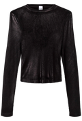 Black long-sleeve top on a white background