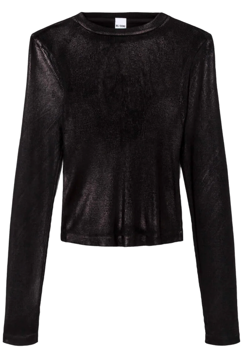 Black long-sleeve top on a white background