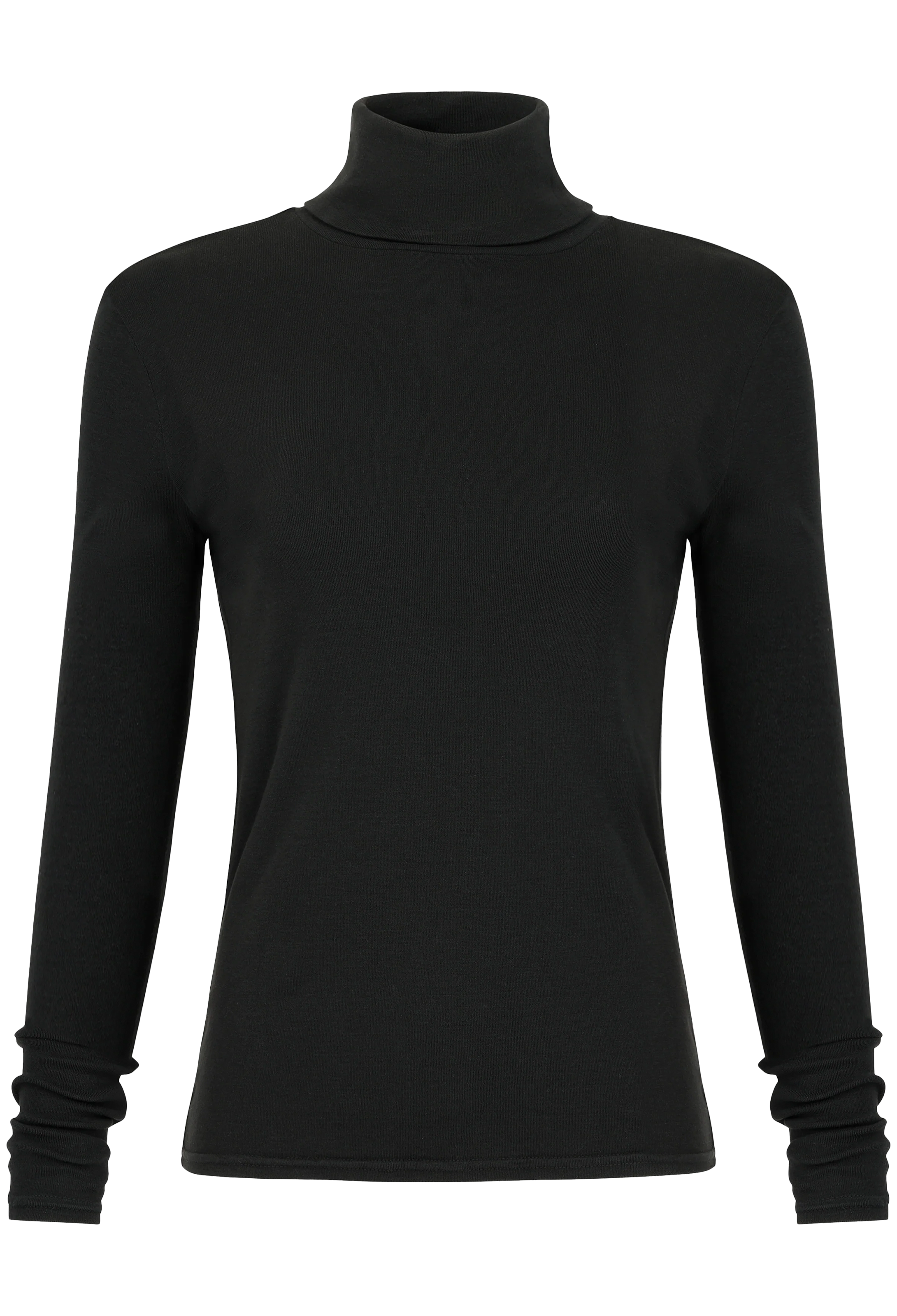 Black turtleneck sweater on a white background