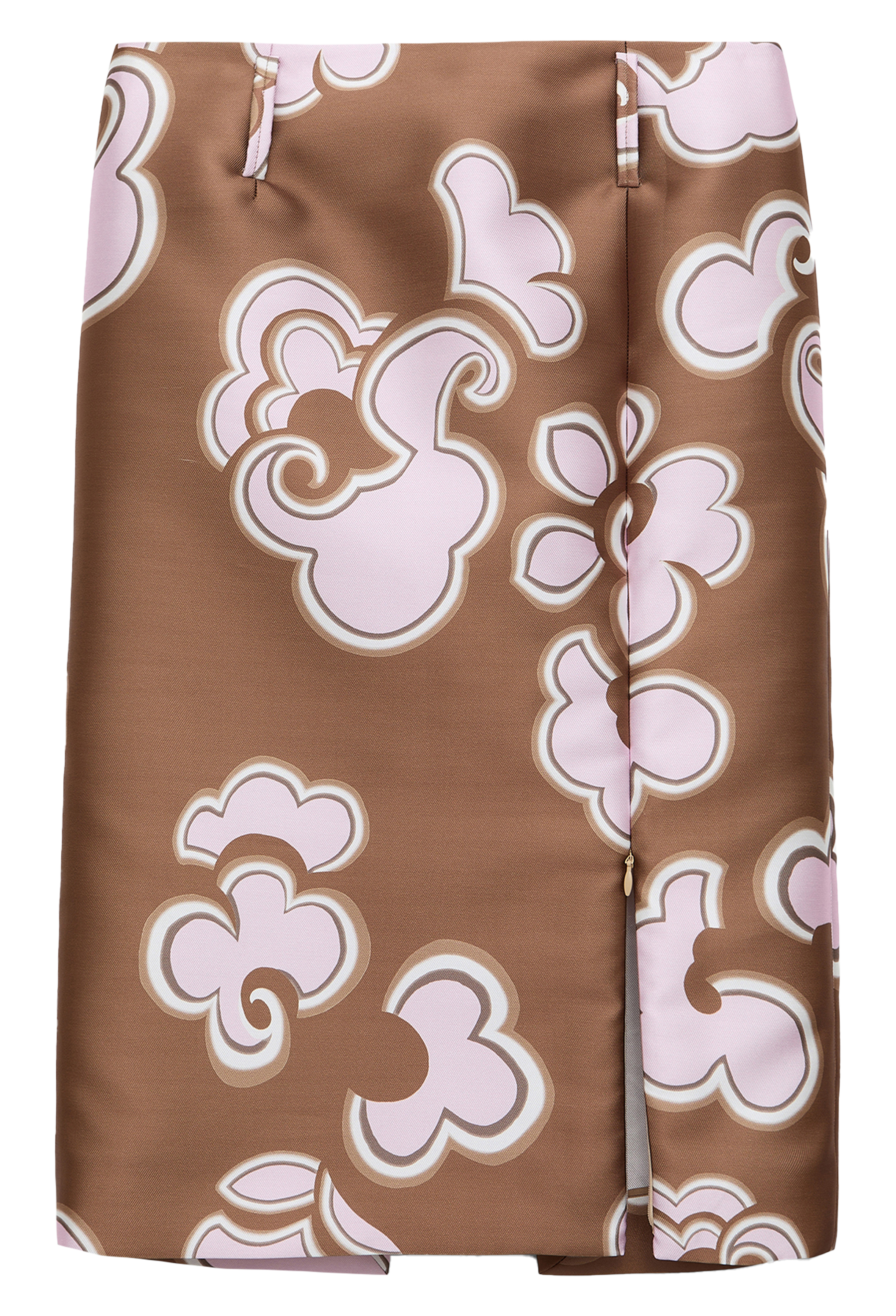 brown and pink patterned skirt on a white background