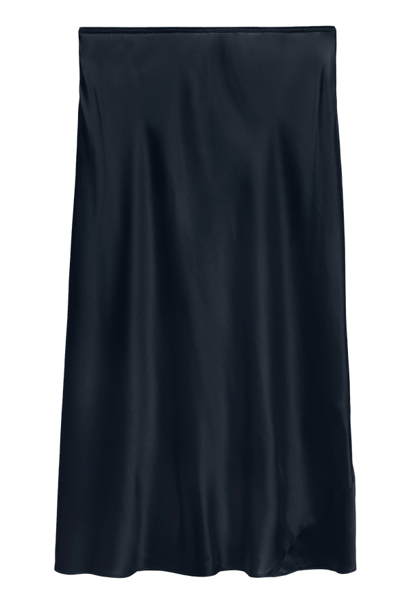 navy silk skirt on a white background