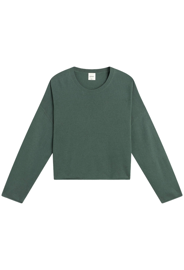 Green long-sleeve sweater on a white background