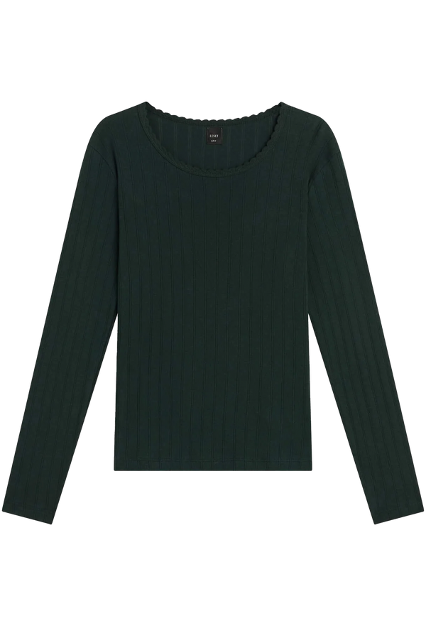 green long-sleeve top on a white background