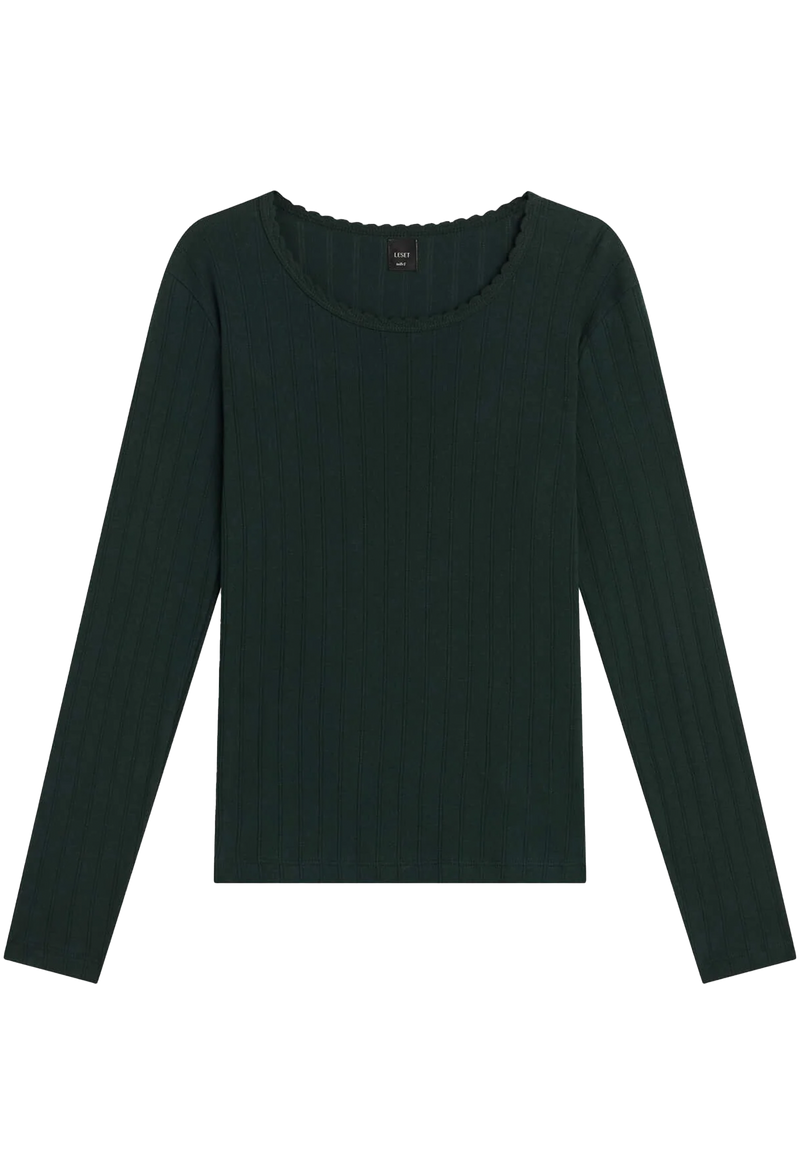 green long-sleeve top on a white background