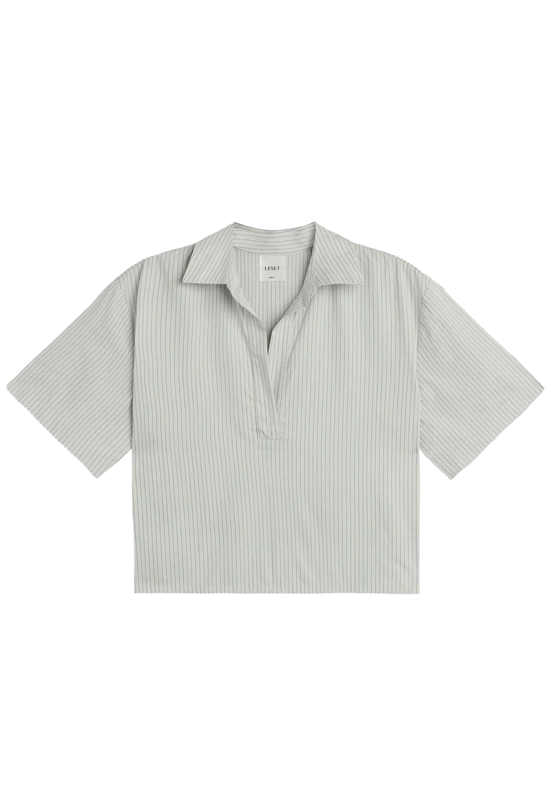 Short-sleeve shirt with a collar on a white background