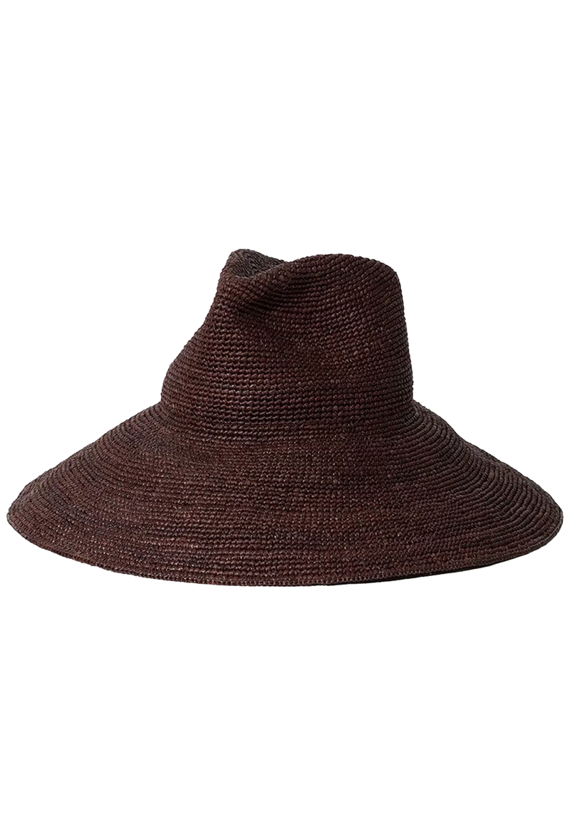 Brown straw hat on a white background