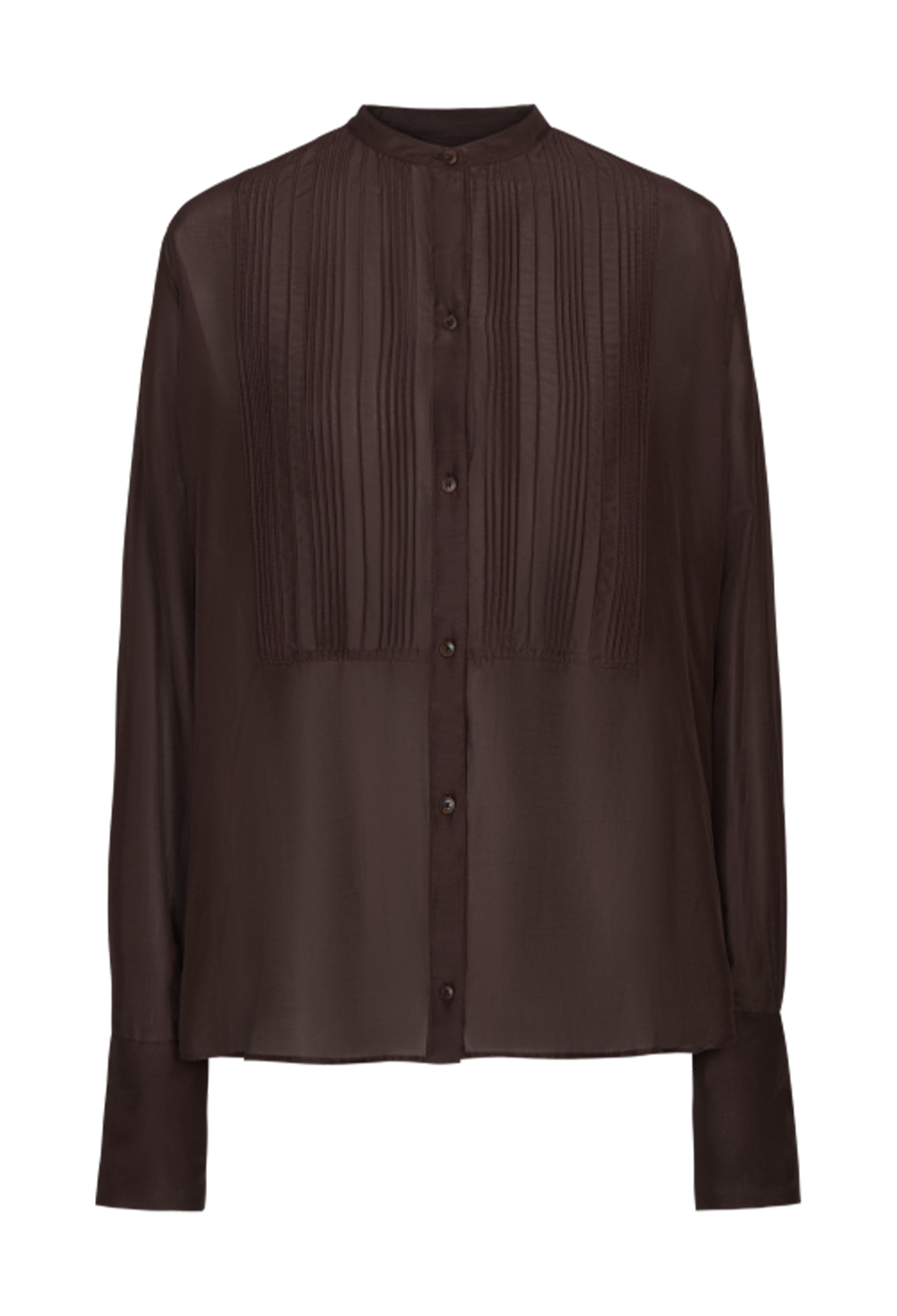 Brown pleated blouse on a white background