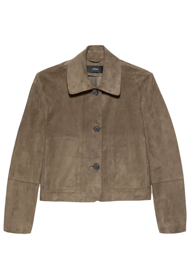 Brown suede jacket on a white background