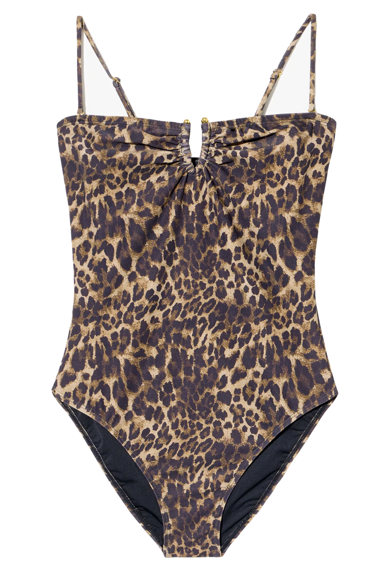 Leopard print swimsuit on a white background
