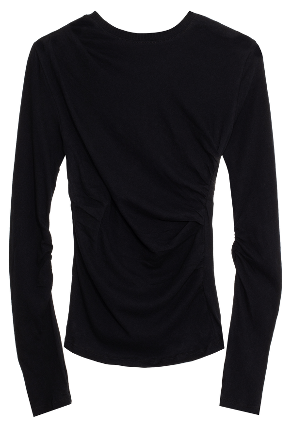 Black long-sleeve top on a white background