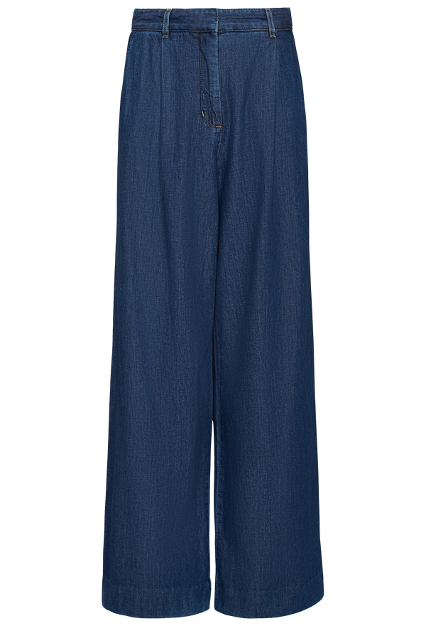 Pair of blue jeans on a white background