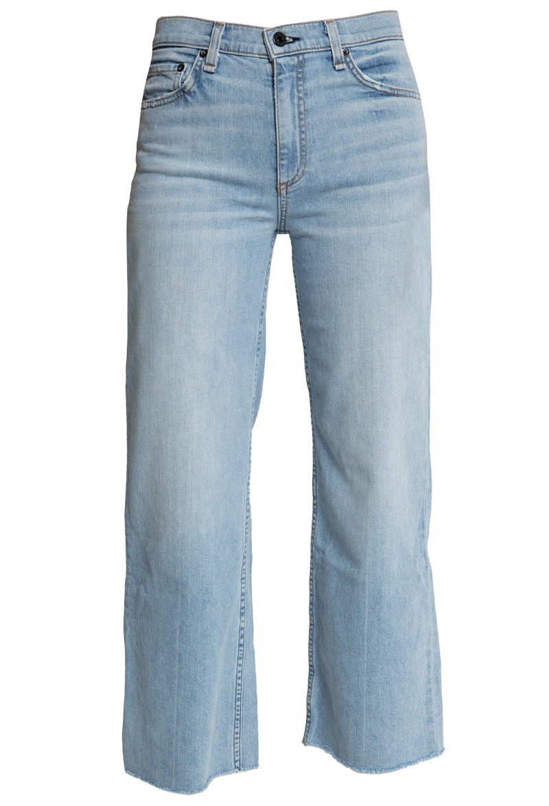 Light blue jeans on a white background