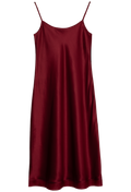 Maroon slip dress on a white background