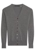 Gray cardigan with buttons on a white background