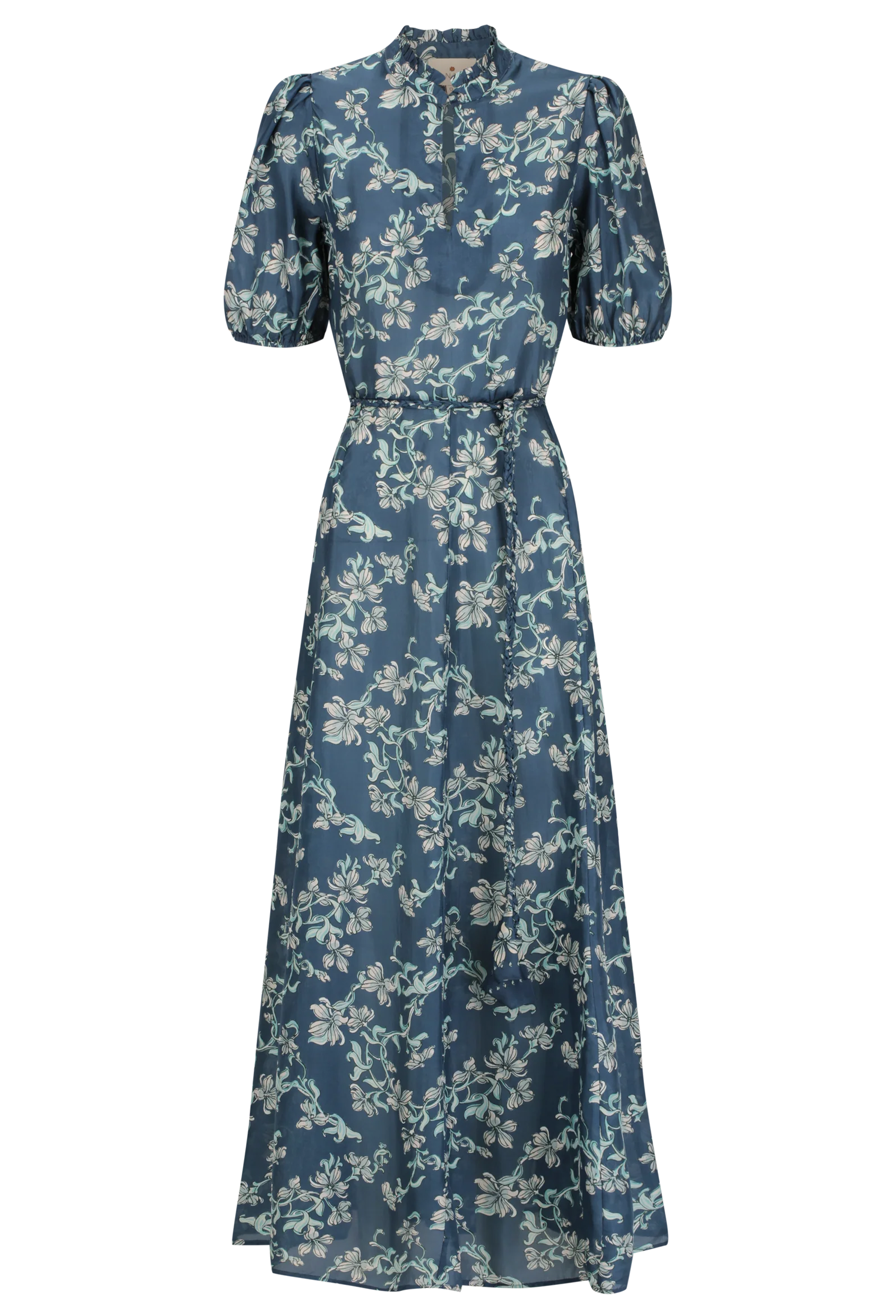 Blue floral dress on a white background