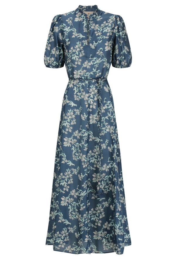 Blue floral dress on a white background