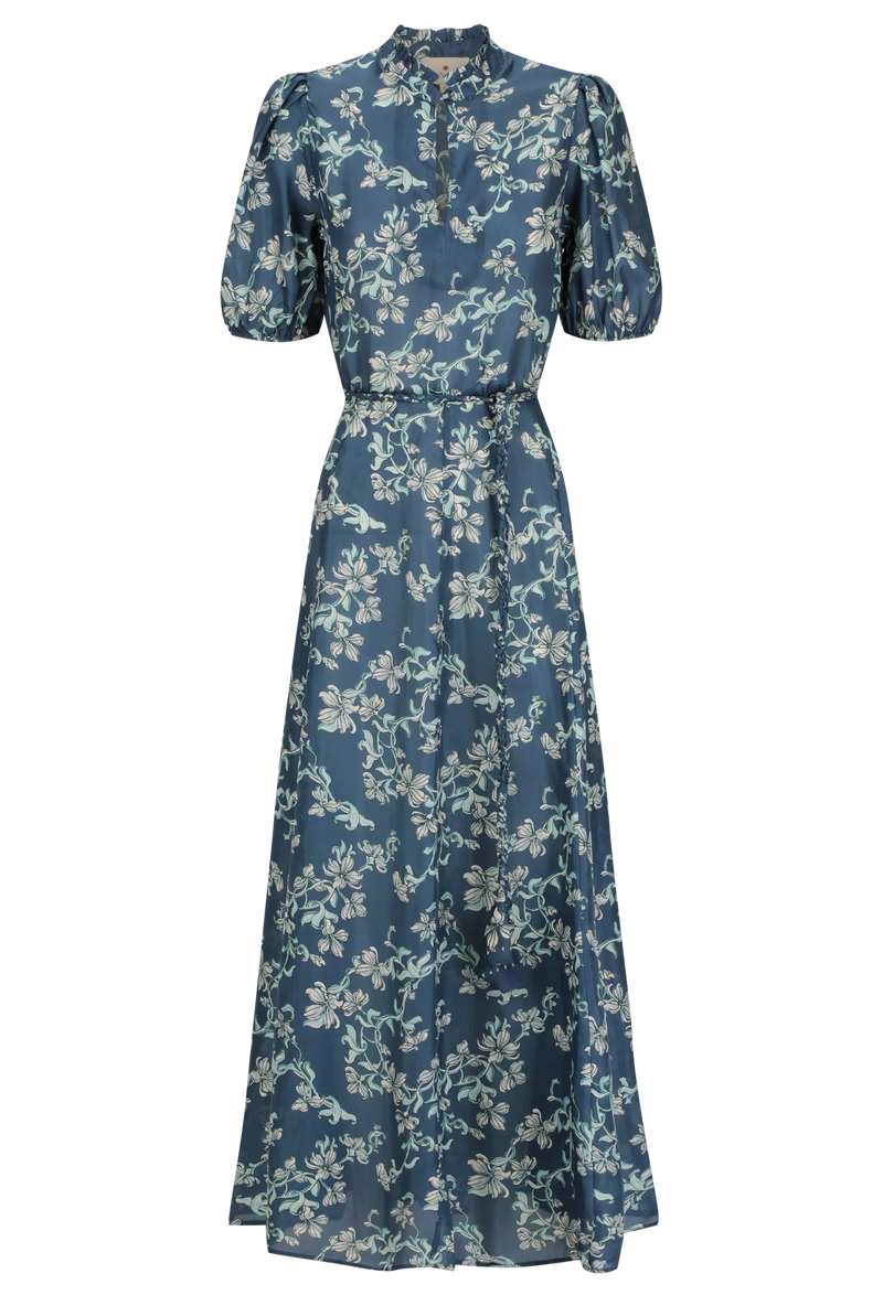 Blue floral dress on a white background