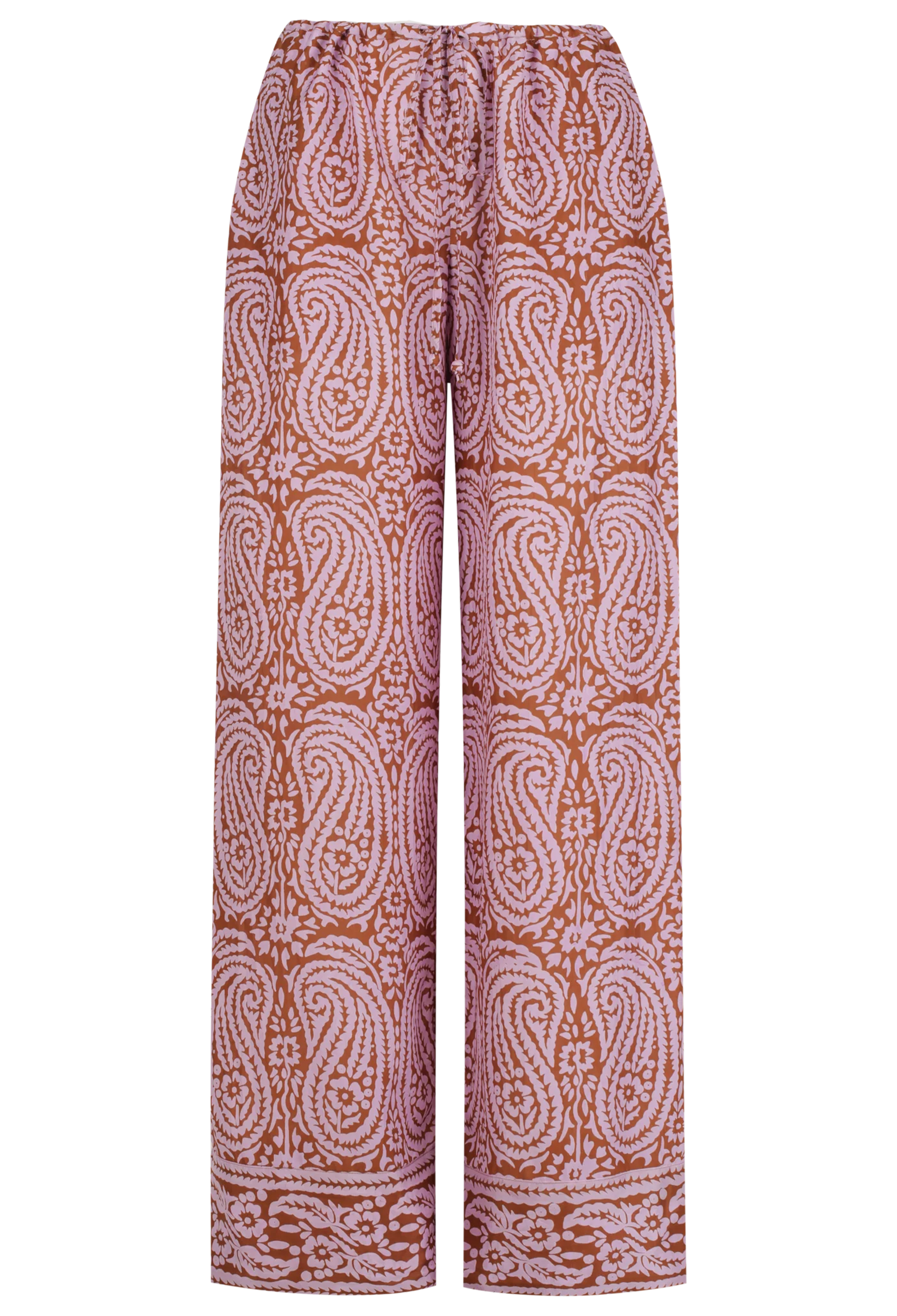 Paisley patterned pants on a white background