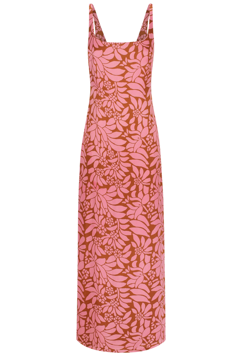 Pink floral dress on a white background