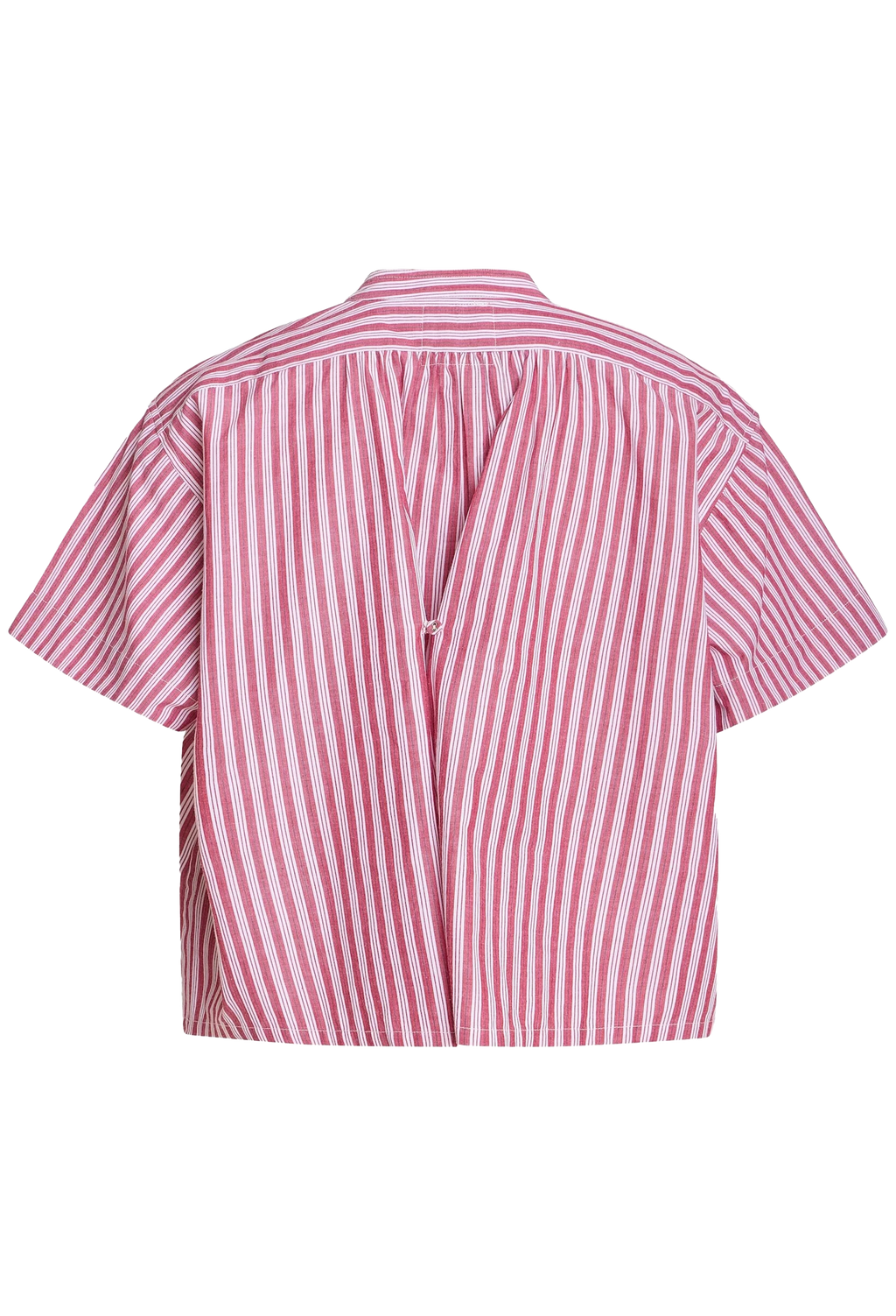 Pink and white striped shirt on a white background