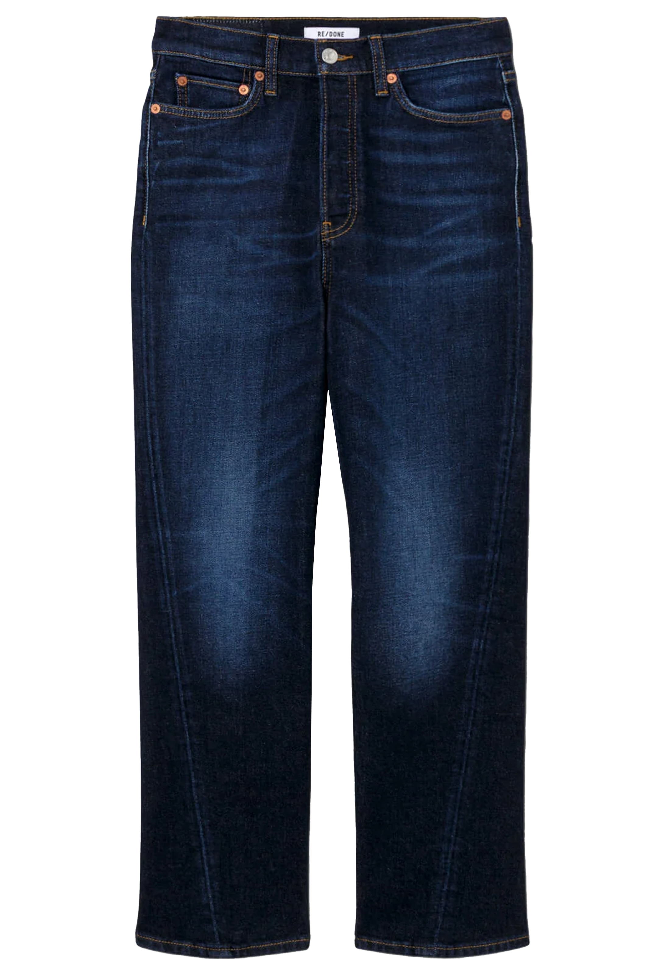 dark blue jeans on a white background