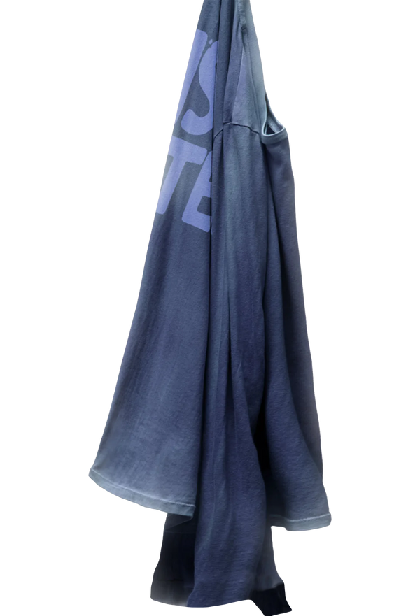 a blue long sleeve tee with ARTISTS WANTED on the back