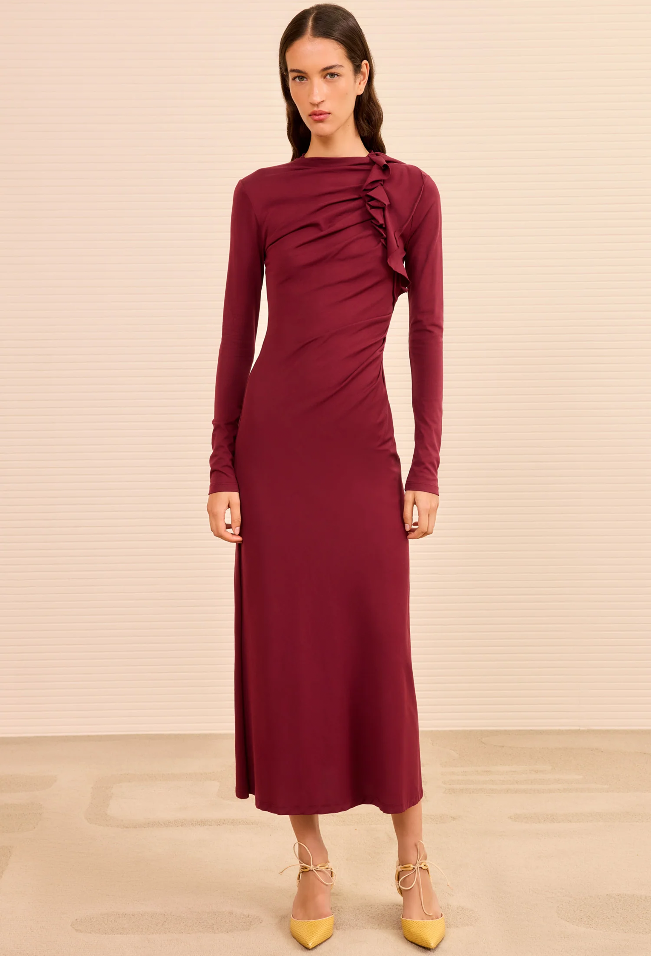 Safi Long Sleeve Dress - Size P - Claret - Women's Dresses Cocktail - Frock Shop Safi Long Sleeve Dress - Size P - Claret - Women's Dresses Cocktail - Frock Shop
