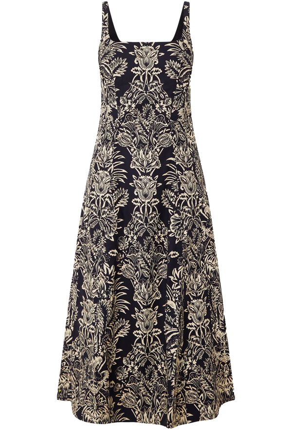 Long dress with floral pattern on a white background