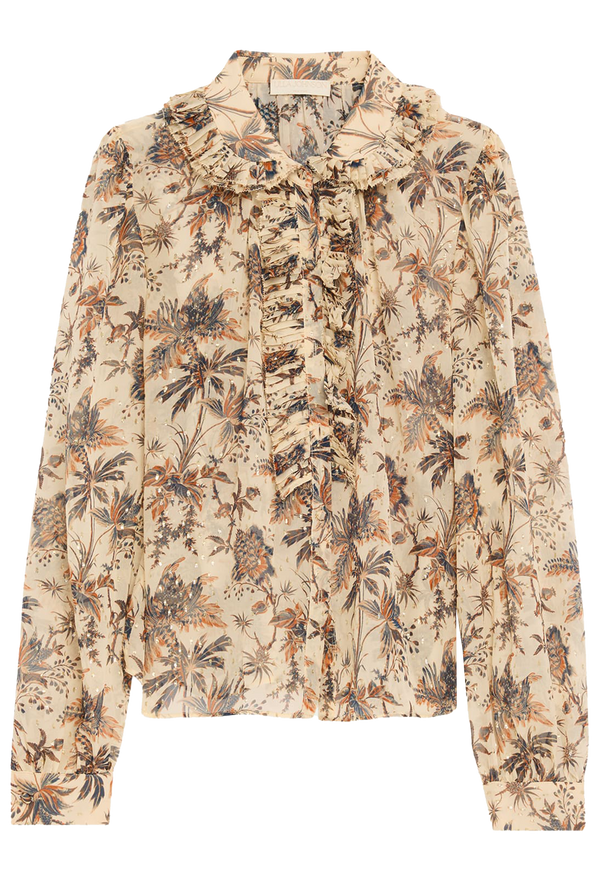 Floral patterned blouse on a white background