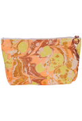 Marbled patterned pouch with a zipper on a white background