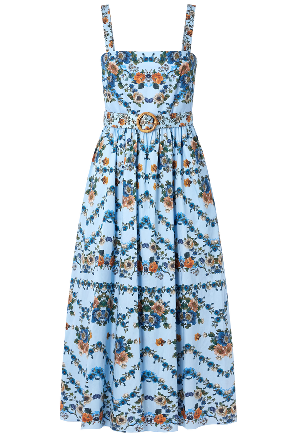 Floral dress with a blue background