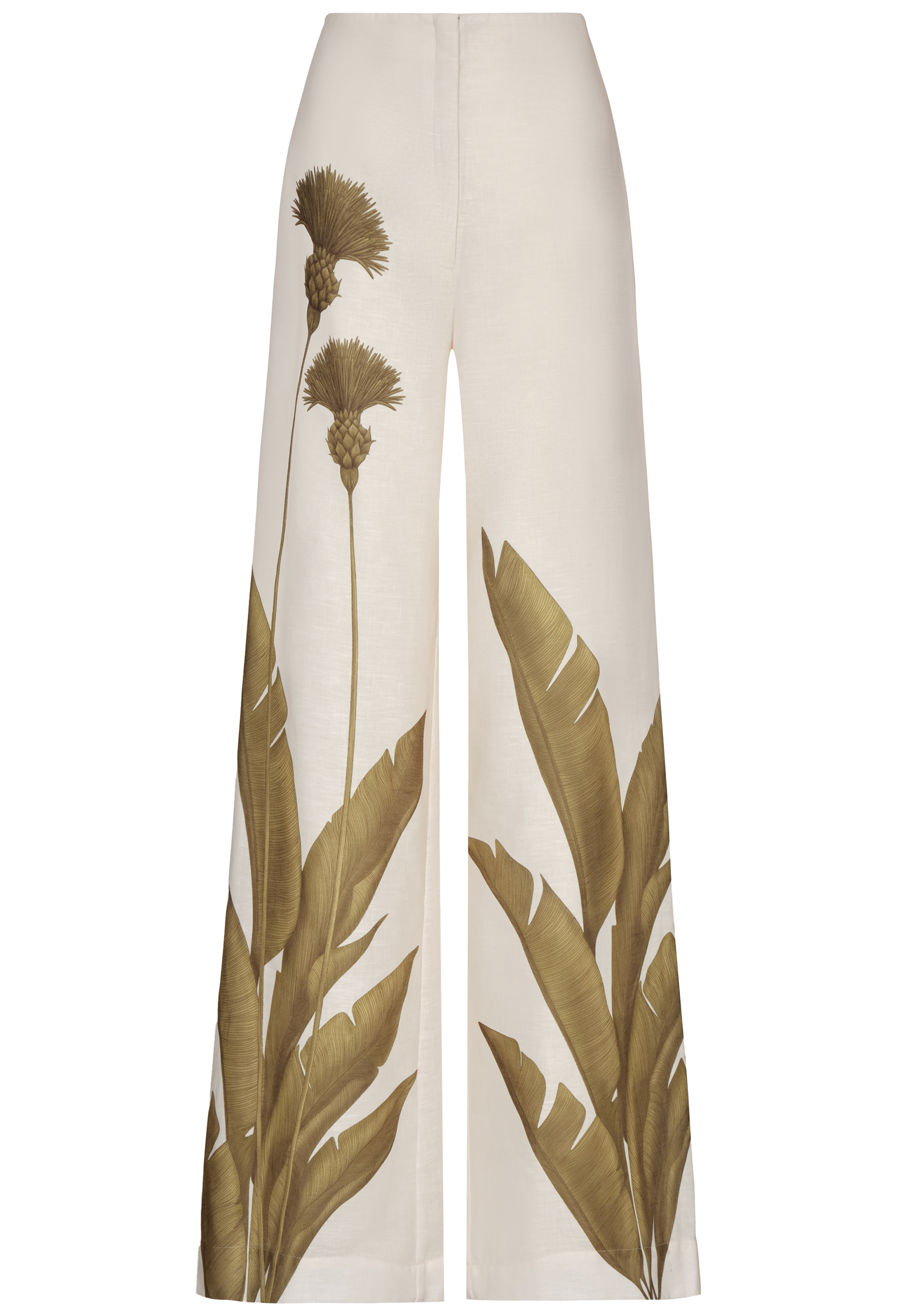 Floral-patterned pants on a white background