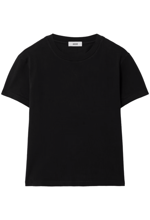 Black t-shirt on a white background